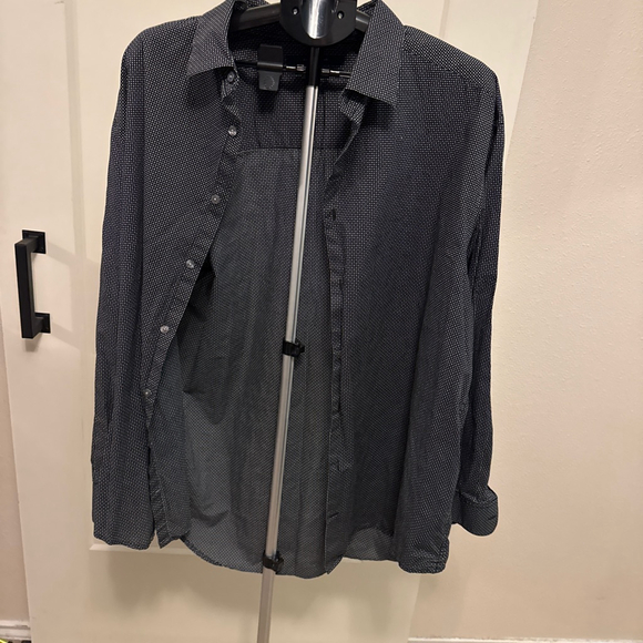 Men's Perry Ellis Black White Dot Casual Button Down Shirt XXL - Picture 1 of 5